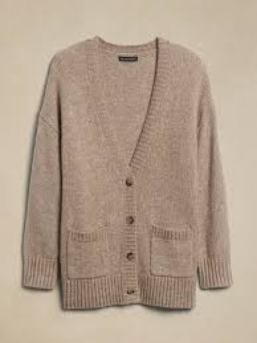 Banana Republic Grounded Taupe Phoebe Oversized Wool Cotton Cardigan Sweater M